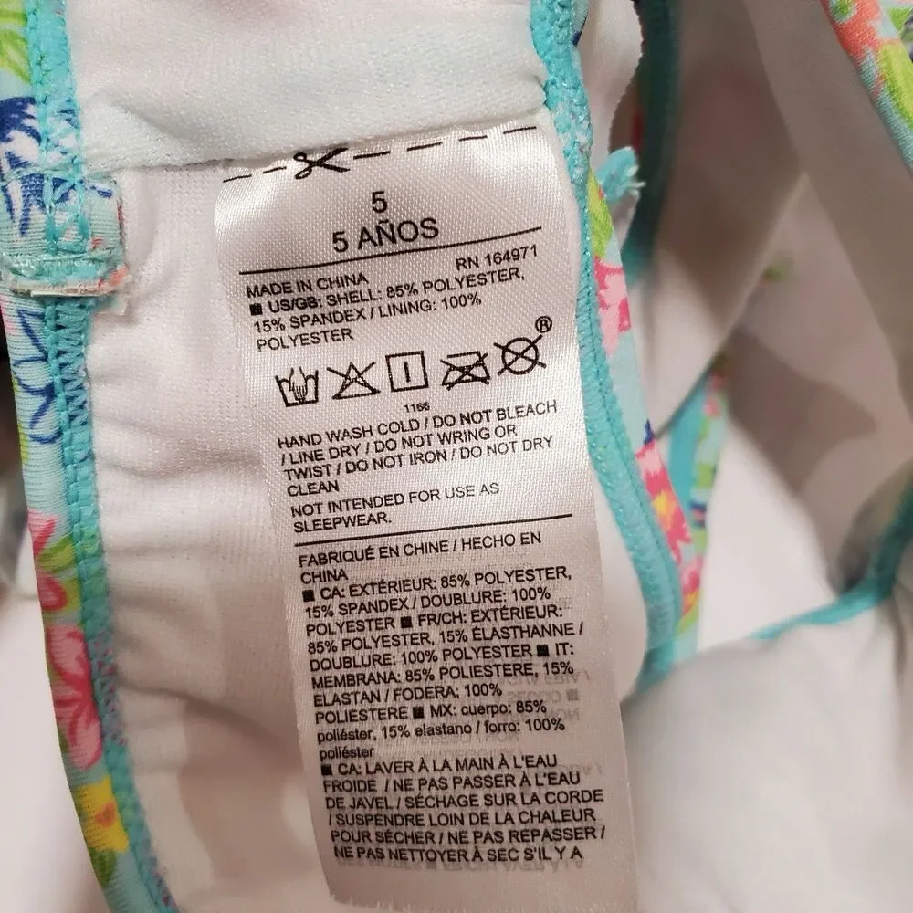 Janie and Jack Swim Shop Mint Ditsy Floral 2-Piece Swimsuit Bikini Size 5